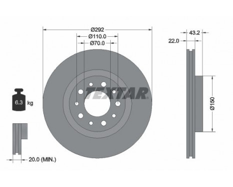 Brake Disc PRO 92145303 Textar