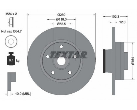 Brake Disc PRO 92153703 Textar