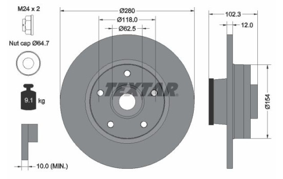 Brake Disc PRO 92153703 Textar