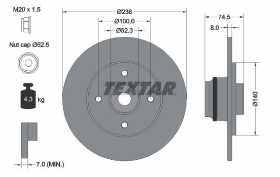 Brake Disc PRO 92154003 Textar