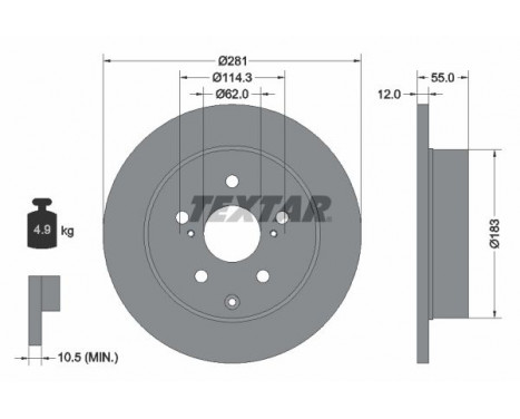 Brake Disc PRO 92162103 Textar