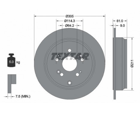 Brake Disc PRO 92162503 Textar