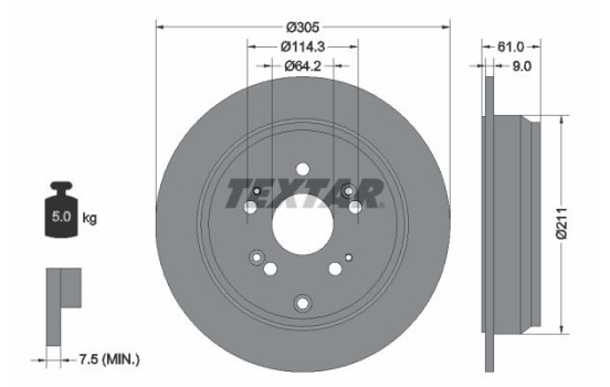Brake Disc PRO 92162503 Textar