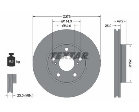 Brake Disc PRO 92163703 Textar