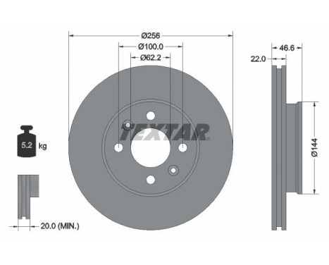 Brake Disc PRO 92164703 Textar