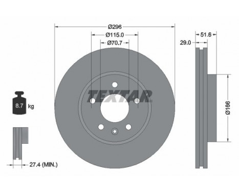 Brake Disc PRO+ 92165405 Textar