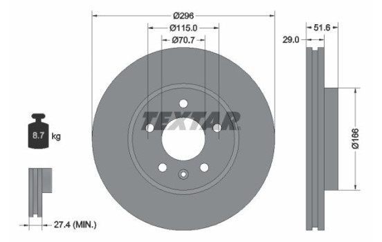Brake Disc PRO+ 92165405 Textar