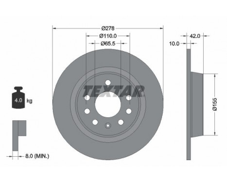 Brake Disc PRO 92167603 Textar