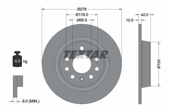 Brake Disc PRO 92167603 Textar