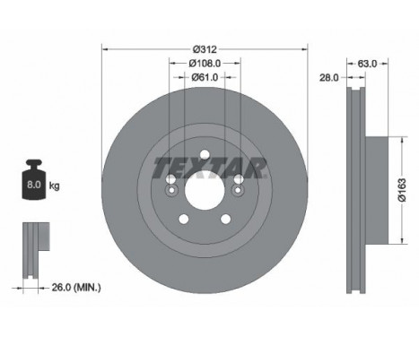 Brake Disc PRO 92167703 Textar