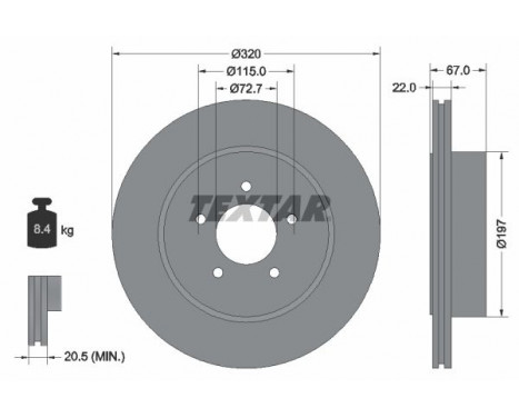 Brake Disc PRO+ 92177205 Textar