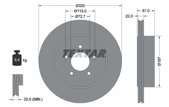 Brake Disc PRO+ 92177205 Textar