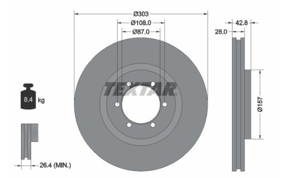 Brake Disc PRO 92180003 Textar