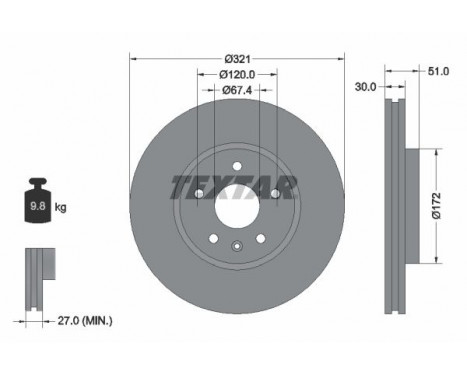 Brake Disc PRO+ 92187005 Textar