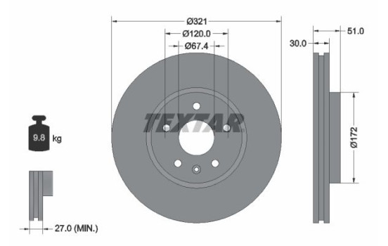 Brake Disc PRO+ 92187005 Textar