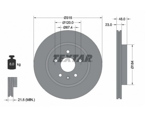 Brake Disc PRO 92187303 Textar