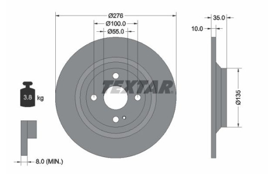 Brake Disc PRO 92188303 Textar
