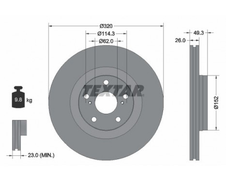 Brake Disc PRO 92195303 Textar