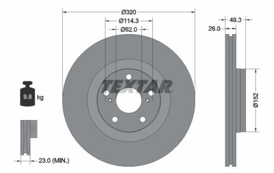Brake Disc PRO 92195303 Textar