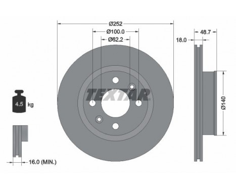 Brake Disc PRO 92196503 Textar