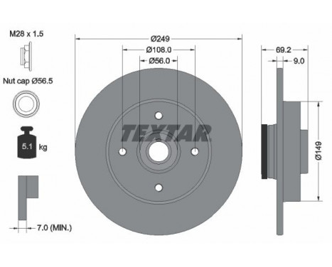 Brake Disc PRO 92202103 Textar