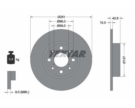 Brake Disc PRO 92202303 Textar