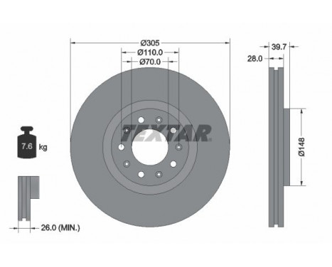 Brake Disc PRO 92220803 Textar