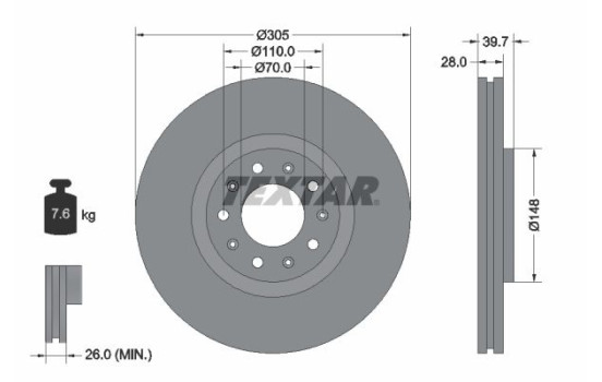 Brake Disc PRO 92220803 Textar