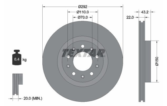 Brake Disc PRO 92221103 Textar