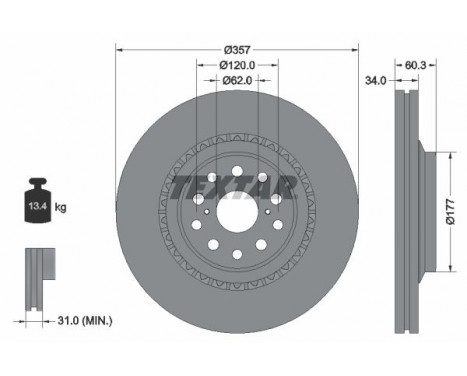 Brake Disc PRO 92224303 Textar