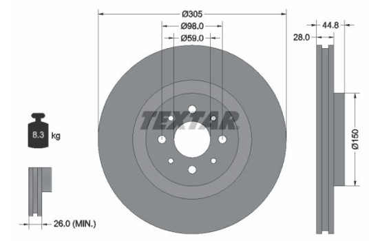 Brake Disc PRO 92228503 Textar