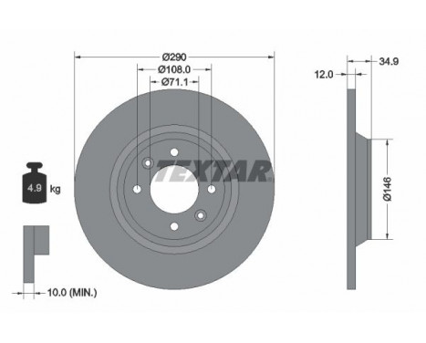 Brake Disc PRO 92231303 Textar