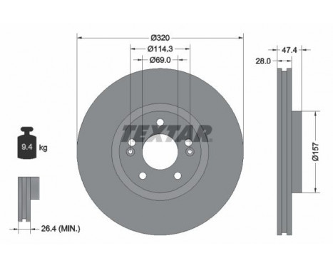 Brake Disc PRO+ 92237805 Textar