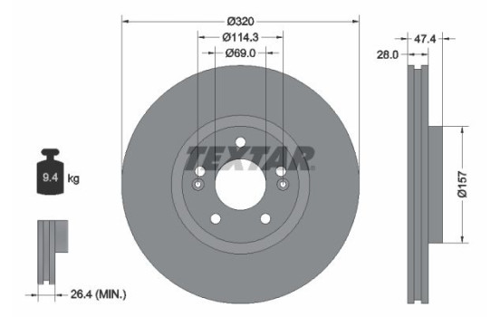 Brake Disc PRO+ 92237805 Textar