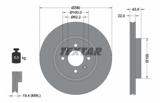 Brake Disc PRO 92239303 Textar