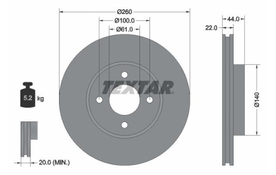 Brake Disc PRO 92239903 Textar