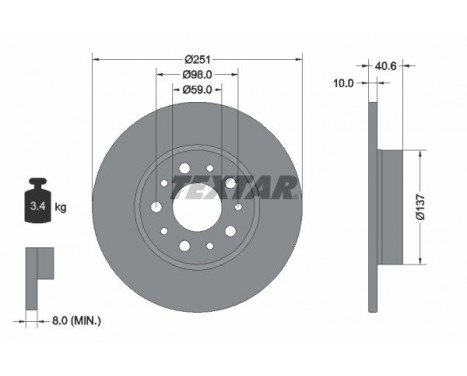 Brake Disc PRO 92244303 Textar