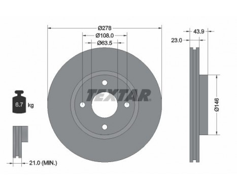 Brake Disc PRO 92252403 Textar