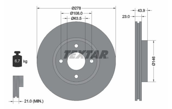 Brake Disc PRO 92252403 Textar