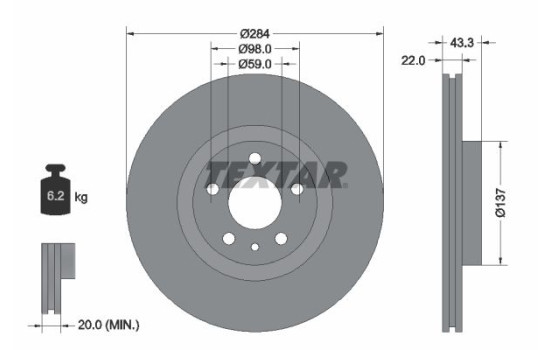 Brake Disc PRO 92252803 Textar