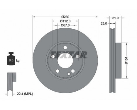 Brake Disc PRO+ 92257005 Textar