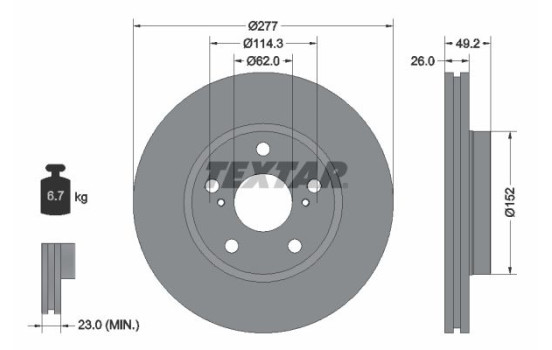 Brake Disc PRO 92257703 Textar