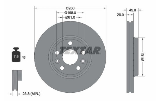 Brake Disc PRO 92257903 Textar
