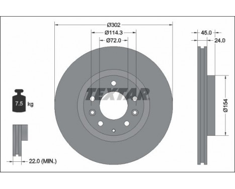 Brake Disc PRO 92261503 Textar