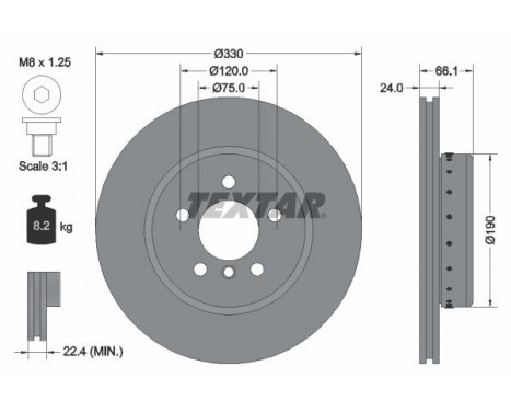 Brake Disc PRO+ 92265825 Textar