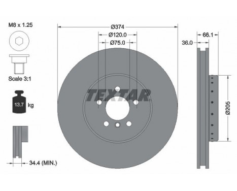 Brake Disc PRO+ 92266025 Textar