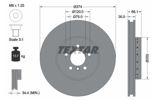 Brake Disc PRO+ 92266025 Textar