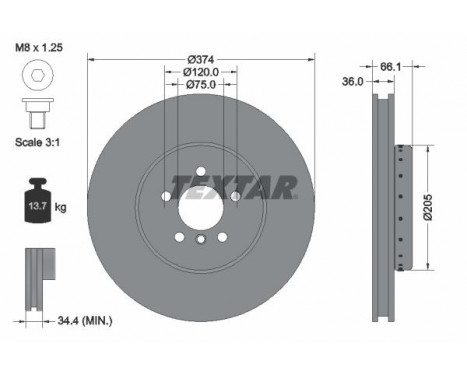 Brake Disc PRO+ 92266125 Textar