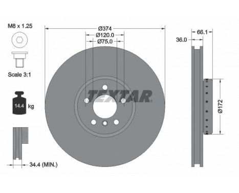 Brake Disc PRO+ 92266225 Textar