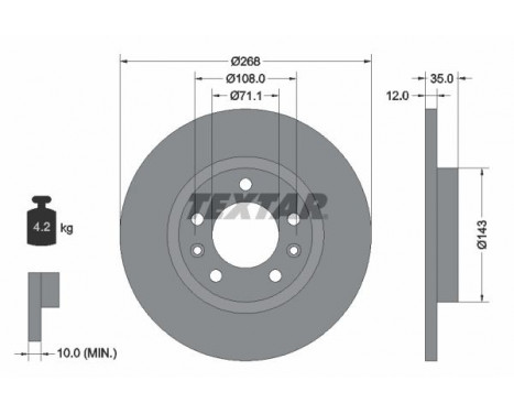 Brake Disc PRO 92268003 Textar